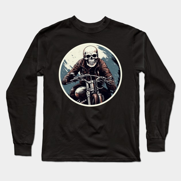 Cool Skeleton Motorcycle Long Sleeve T-Shirt by pako-valor